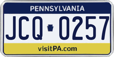 PA license plate JCQ0257