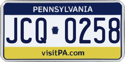 PA license plate JCQ0258