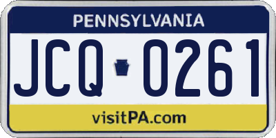 PA license plate JCQ0261