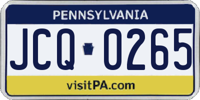 PA license plate JCQ0265