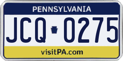 PA license plate JCQ0275