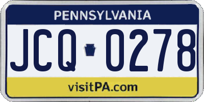 PA license plate JCQ0278
