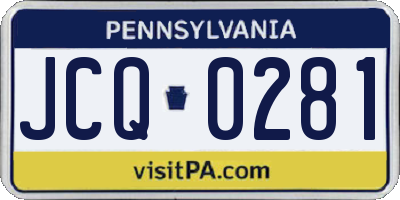 PA license plate JCQ0281