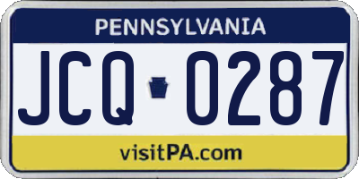 PA license plate JCQ0287