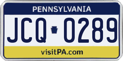 PA license plate JCQ0289