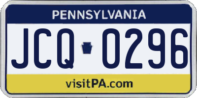 PA license plate JCQ0296