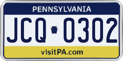 PA license plate JCQ0302