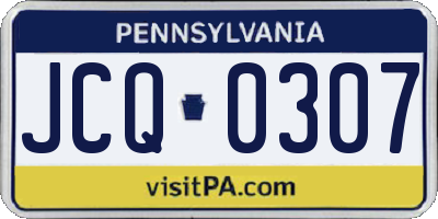 PA license plate JCQ0307
