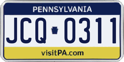 PA license plate JCQ0311