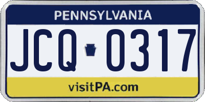 PA license plate JCQ0317