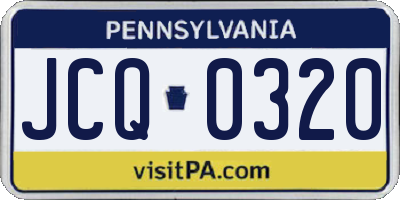 PA license plate JCQ0320