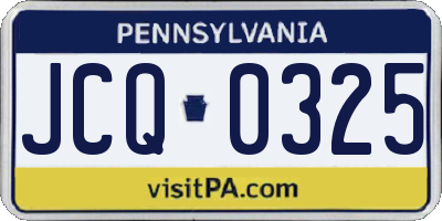 PA license plate JCQ0325
