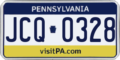PA license plate JCQ0328