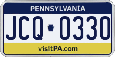 PA license plate JCQ0330