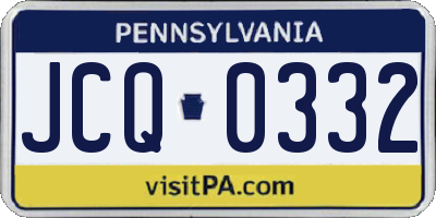 PA license plate JCQ0332
