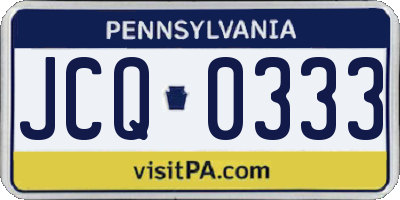 PA license plate JCQ0333