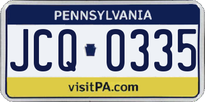 PA license plate JCQ0335