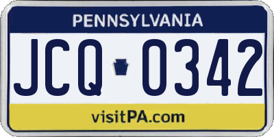 PA license plate JCQ0342