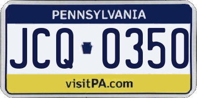 PA license plate JCQ0350