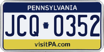 PA license plate JCQ0352