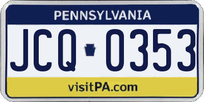 PA license plate JCQ0353
