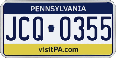 PA license plate JCQ0355