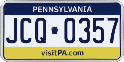 PA license plate JCQ0357