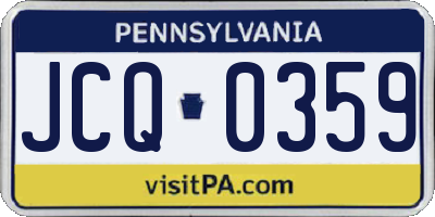 PA license plate JCQ0359