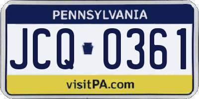 PA license plate JCQ0361