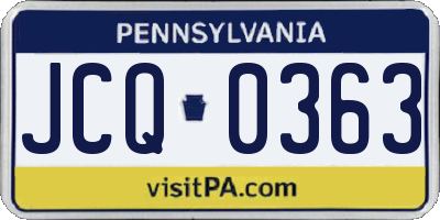 PA license plate JCQ0363
