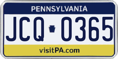 PA license plate JCQ0365