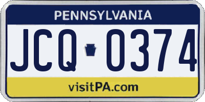 PA license plate JCQ0374