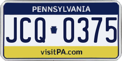 PA license plate JCQ0375