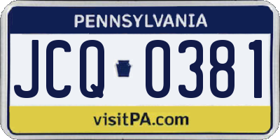 PA license plate JCQ0381