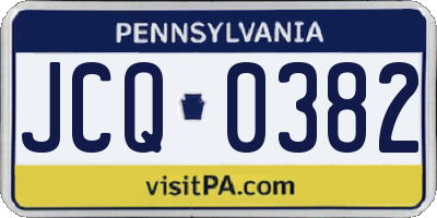 PA license plate JCQ0382