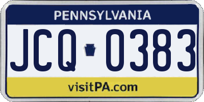 PA license plate JCQ0383