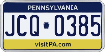 PA license plate JCQ0385