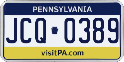 PA license plate JCQ0389