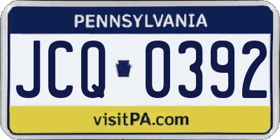PA license plate JCQ0392