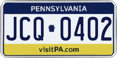 PA license plate JCQ0402