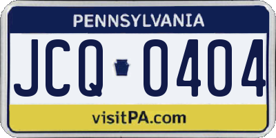 PA license plate JCQ0404