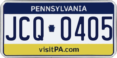 PA license plate JCQ0405
