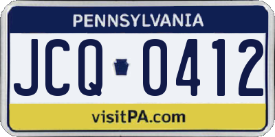 PA license plate JCQ0412
