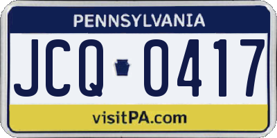 PA license plate JCQ0417