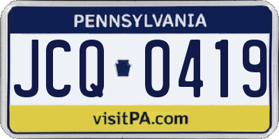 PA license plate JCQ0419