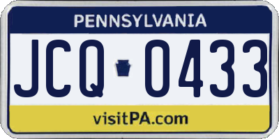 PA license plate JCQ0433