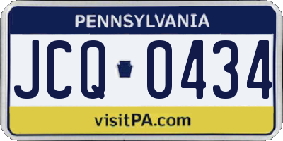 PA license plate JCQ0434