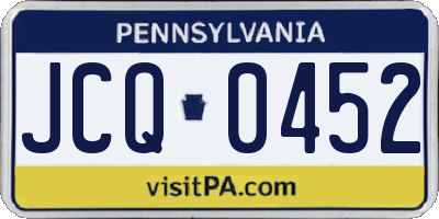 PA license plate JCQ0452