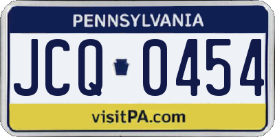 PA license plate JCQ0454