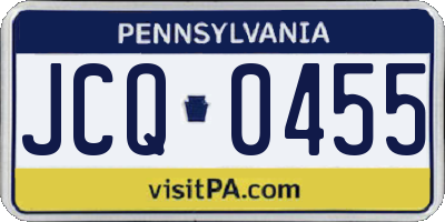 PA license plate JCQ0455